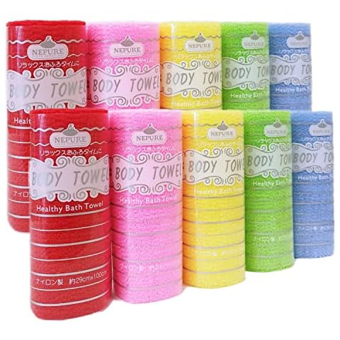NEPURE Korean Exfoliating Washcloth Shower Towel, Large Size, 5 Colors, Exfoliating Body Scrubber for Removing Dry Skin, Reusable (10, Mix) Cover