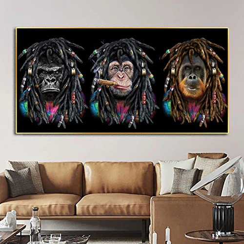 Tableau singe fumer grand format pour masquer un mur vide avec style - 4