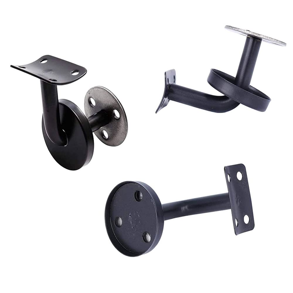 4 Piezas Soporte Pasamanos Escalera, Soportes Baranda de Acero Inoxidable para Barandillas de Escaleras Interiores y Exteriores, Con Tornillos, Negro