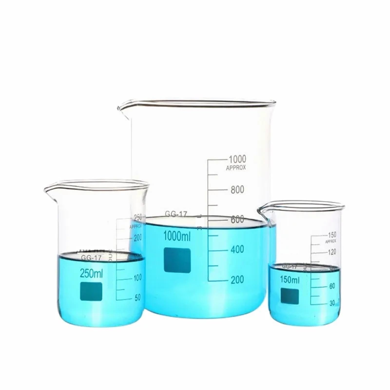 Zlewka laboratoryjna, Zlewka ze szkła borokrzemowego, niska miarka, wylewka z podziałką 25-1000 ml