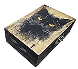 RK Collections Gothic Celestial Black Magic Wooden Boxes (Black Cat)