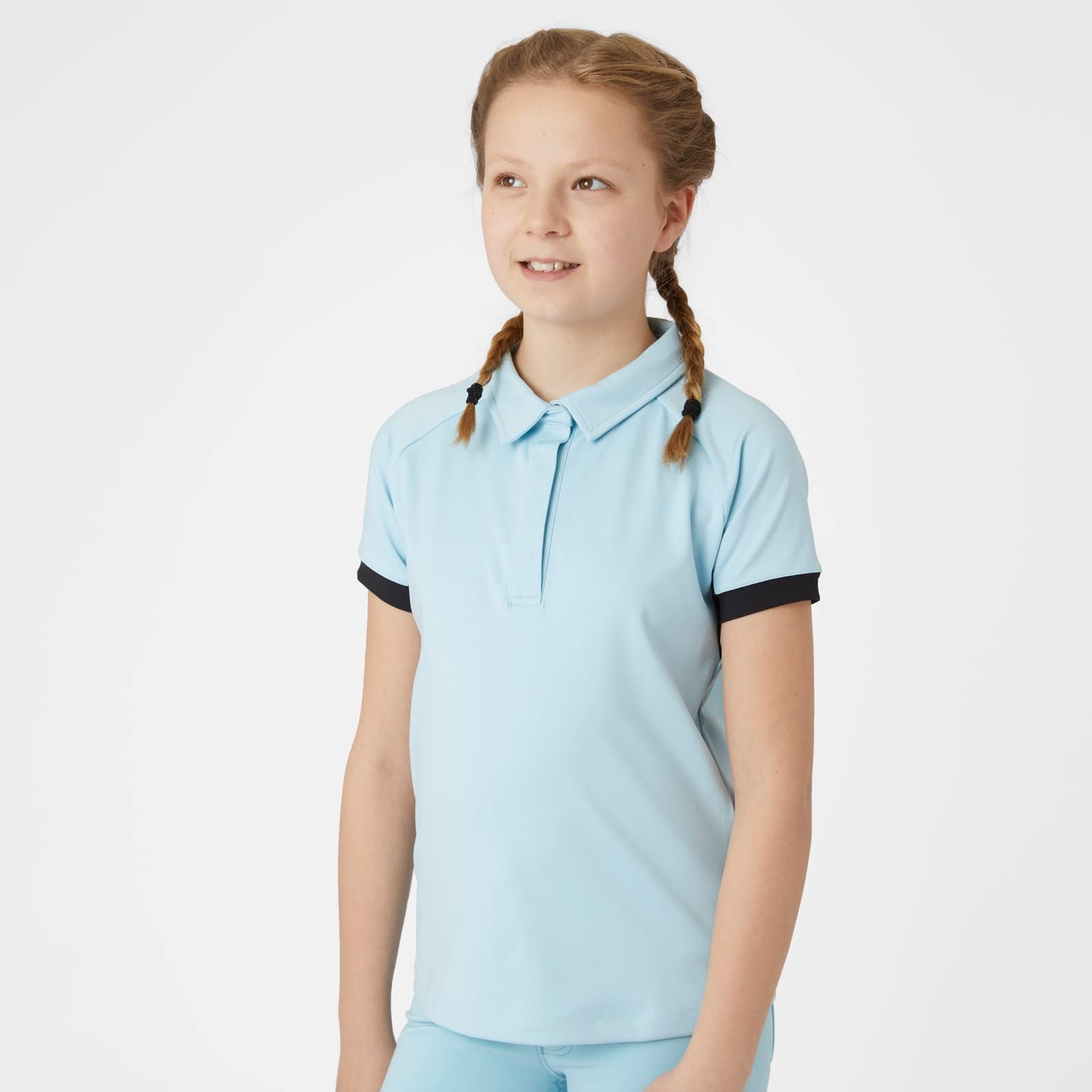 HORZE Laura Kids' Equestrian Moisture Wicking Short Sleeve Training Shirt with Mesh - Corydalis Light Blue - XL