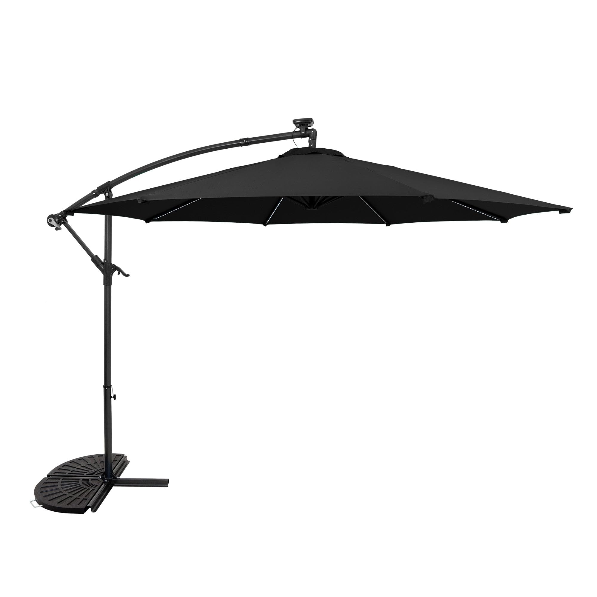 MonsterShop Led Cantilever Parasol 3M With Half Fan Base  Black from B&Q
