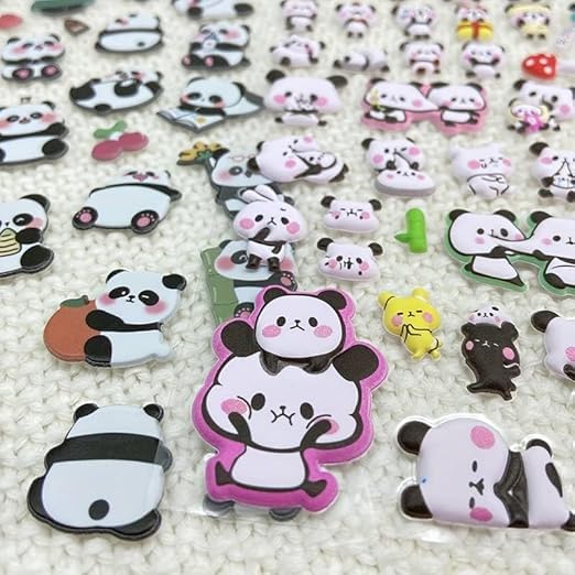 Image of Cots and Cuddles 3D Puffy 200+ Panda Stickers, 3D Stickers Scrap Book Decoration for Boys & Girls |Panda Stickers, 4 Strap