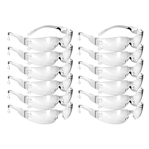 RUGGED BLUE Small Faces Safety Glasses – 12 Pack – Lightweight Frameless Design – Wraparound Polycarbonate Lens – UV Eye Protection – ANSI/ISEA Z87.1+ Rated