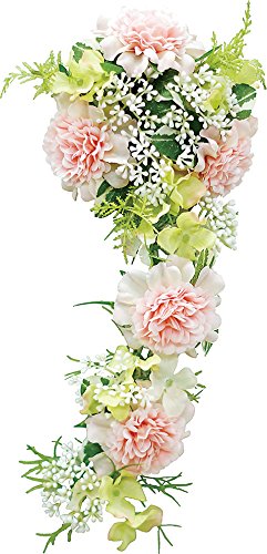 エルアーツ 造花 ピンク 全長30cm フラワーミックスキャンドルリング E3813-02