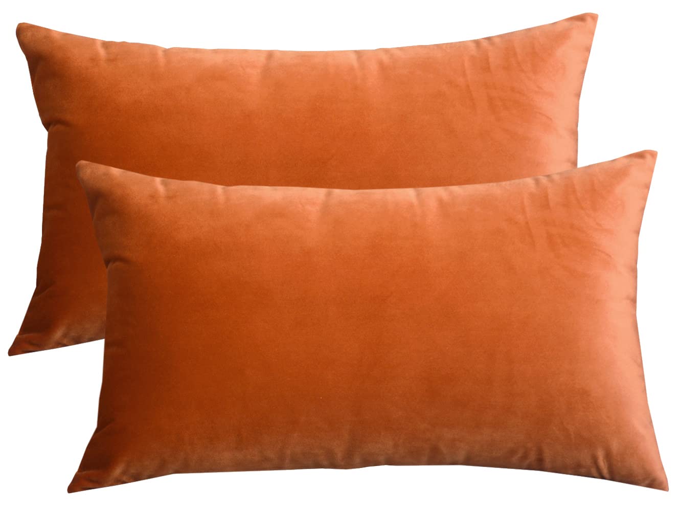 Lutanky Dark Orange Cushion Covers 40 x 60cm Velvet Rectangle Throw Pillow Covers Soft Long Pillowcases Cushion for Sofa Couch Home Decoration Set of 2 โ image 1
