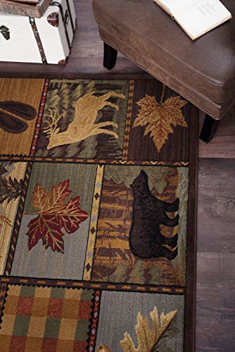 Colorblock Wildlife Novelty Lodge Pattern Multi-Color Rectangle Area Rug, 4' X 5' #TOP6