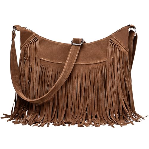 Fringe Hobo Bags for Women Vintage Suede Crossbody Bag...