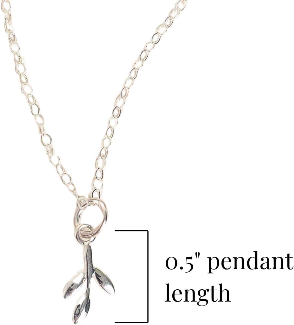 Designed by Stacey Handmade Olive Branch Pendant Necklace, 925 Sterling Silver Chain, Dainty Jewelry Gift for Women, Mother's Day, Graduation, Just Because, Christmas, 16 to 18" Adjustable Length - Image 4