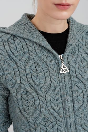 Image of SAOL Women's Hooded Zip Cardigan - Pure Merino Wool Irish Sweater - Warm & Breathable Outer Layer