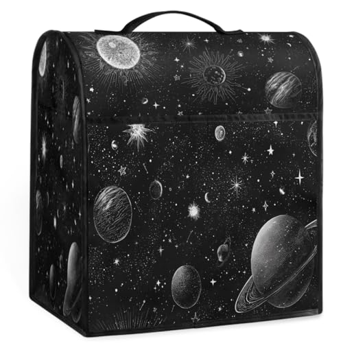 Tablerazzi Galaxy Planet Boho Moon Coffee Maker Cover, Coffee Machine Dust Cover with Handle, Waterproof Stand Mixer Dust Covers, Blender Mixer Juice Machine Covers with Pockets