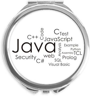 Programmer Program Related Java Hand Compact Mirror Round Portable Pocket Glass