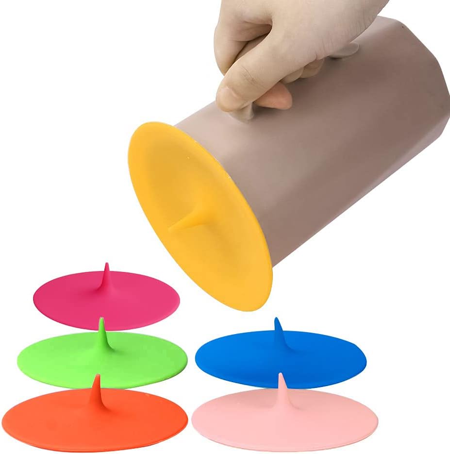 Lot de 5 couvercles en silicone pour tasses, tasses, verres à