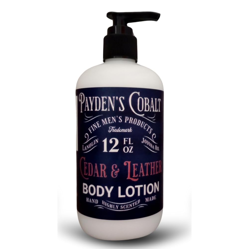 Payden's Cobalt Cedar & Leather For Men Scented Luxury Body Lotion with Lanolin and Jojoba Oil, 12 Oz