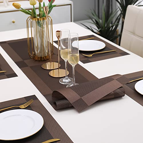 Image of HOKIPO PVC Dining Table Mats with Runner for Table 4 Seater (AR4236)