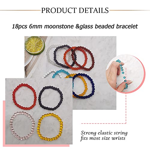 Samoco 18Pcs 6Mm Beaded Stretch Bracelet Handmade Round Glass Bracelet For Women Multicolor Matte Beads Elastic Bracelet #TOP2