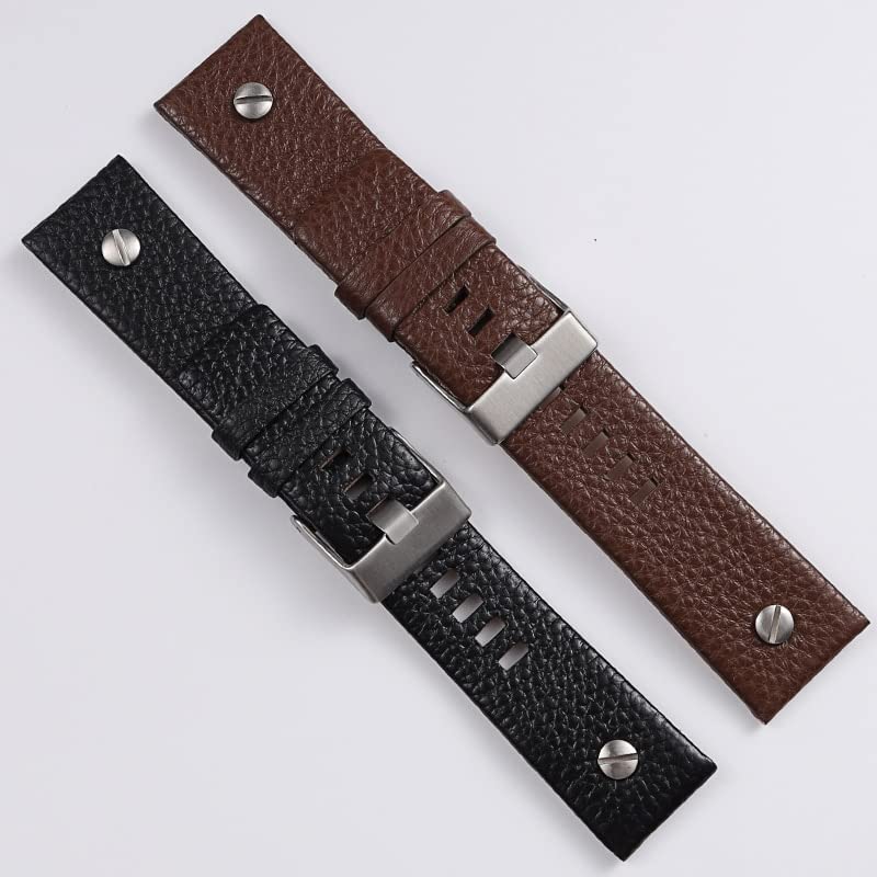 Bracelet montre cuir véritable 22mm marron pour un look urbain chic