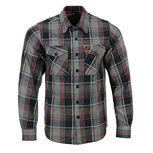 Milwaukee Leather MNG11658 Men's Black and Grey with Red Long Sleeve Cotton Flannel Shirt4