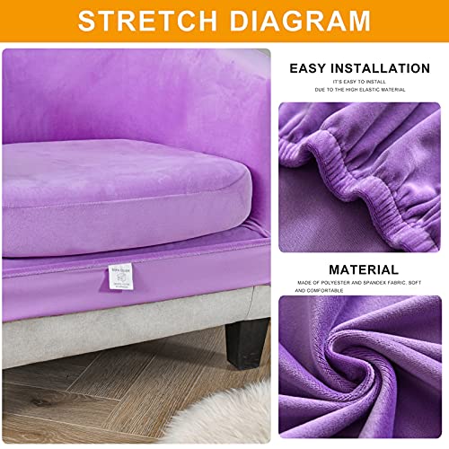 Funda de sofá extraíble de terciopelo morado claro para solucionar manchas en tapizados 3