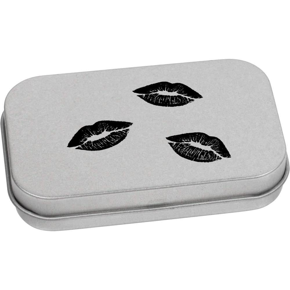 Azeeda 80mm 'Lipstick Kisses' Metal Hinged Tin/Storage Box (TT00195104)