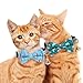 Gelwoo 2 Pack Breakaway Cat Collar with Removable Bow Tie and Bell for Boy Girl Cats,Cute Cotton Kitten Collar with Purple Lavender and Red Flower Pattern for Female Male Cats (Dolphin&Sailboat)