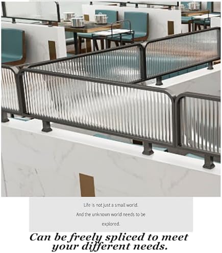 Glass Room Divider Office Partition Tempered Glass Panels Table Dividers Panels Partitions，Decorative Glass Privacy Screen – Striped Frosted Divider for Home Office & Restaurant Ideal f