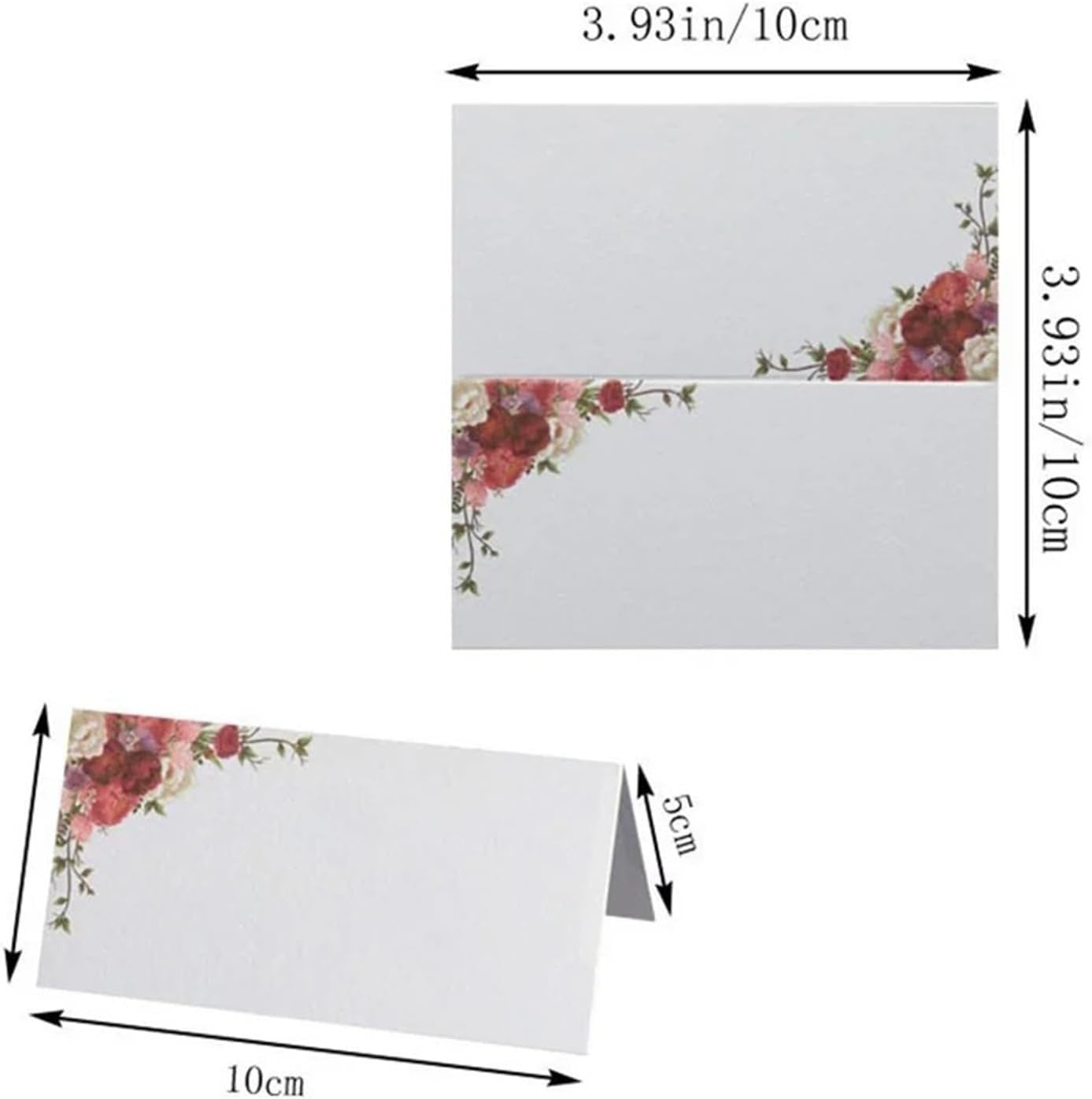 Cherrii Tarjetas de Lugar plegadas en Blanco de 100 Piezas