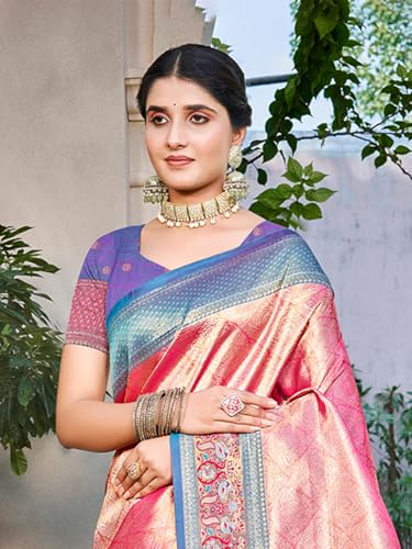 Sangam Prints pink kanjivaram silk saree – image 3
