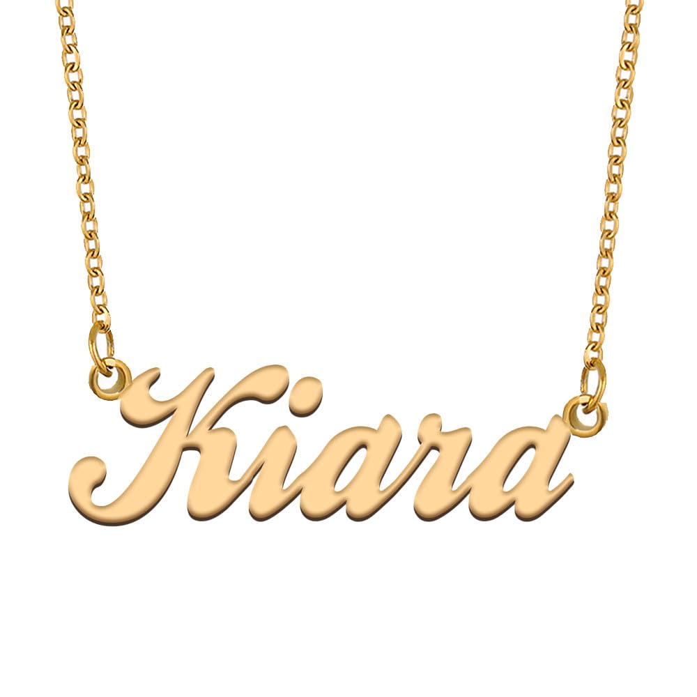 GR859CName Necklaces for Women Dainty Choker Real Gold Plated Stainless Steel Personalized Jewelry