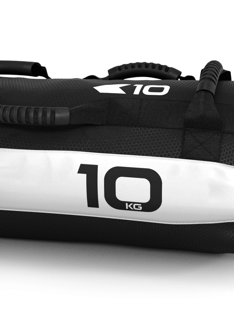 Atletica Worek na piasek 10 kg, worek do treningu funkcjonalnego całego ciała, wytrzymały nylon Cordura, 7 uchwytów
