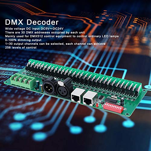 Decodificador Constante DMX512, Controlador de Decodificador Dmx 30CH Driver de Dimmer DMX512 para F