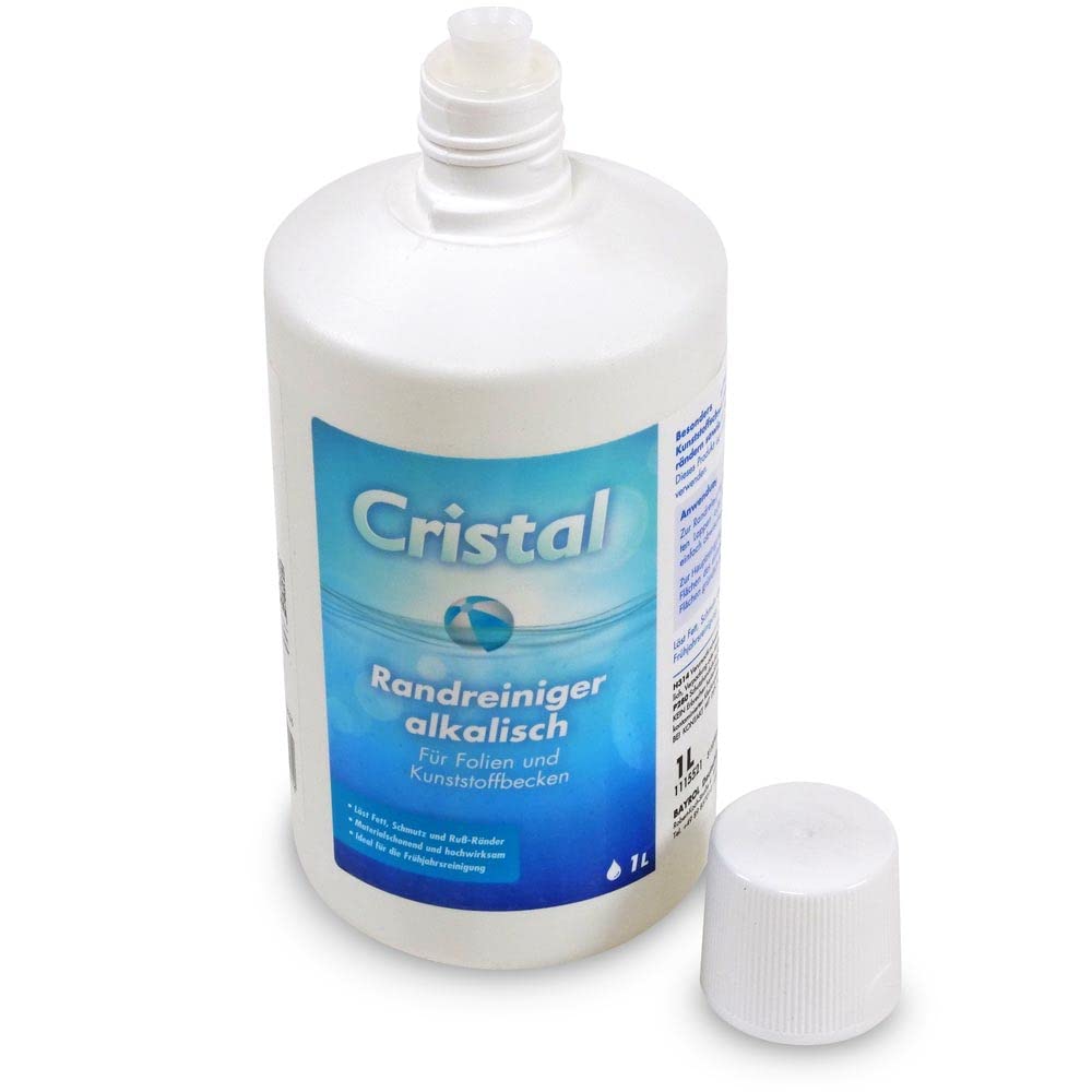 POOL Total Cristal Poolreinigung Set - Randreiniger - Beckenreiniger - Handbürste - Nano-Reinigungsschwamm - Gegen Schmutz + Kalk - Folienbecken Kunststoffbecken