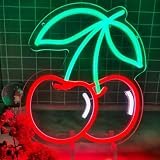 Cherry Neon Sign,Red Cherries Fruit Night Lights for Restaurant,Kids Room,Bedroom,Bar,Fruit Shop,Birthday Party Decor Gifts