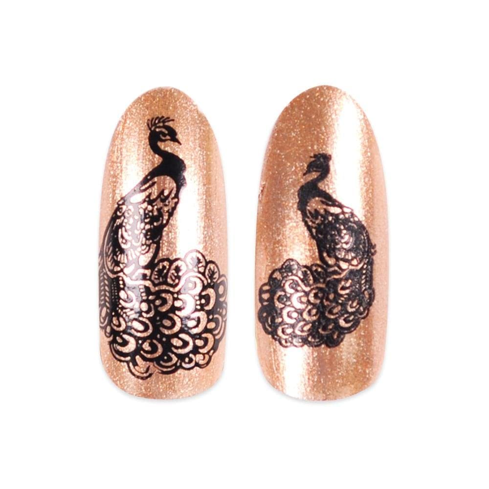 Maniology 2-in-1 Image-Shrinking Nail Stamper with Scraper Card | Yellow Round Silicone Stamper, Dual XL Stackable Heads for Custom Stamping Nail Art Design