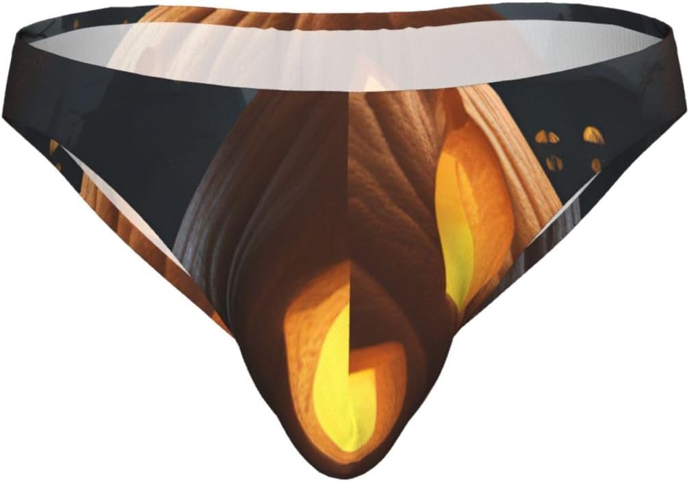 Halloween Pumpkin Print Men's Bikini Briefs Breathable Underwear Daily Wear Beach Vacation Pool Parties