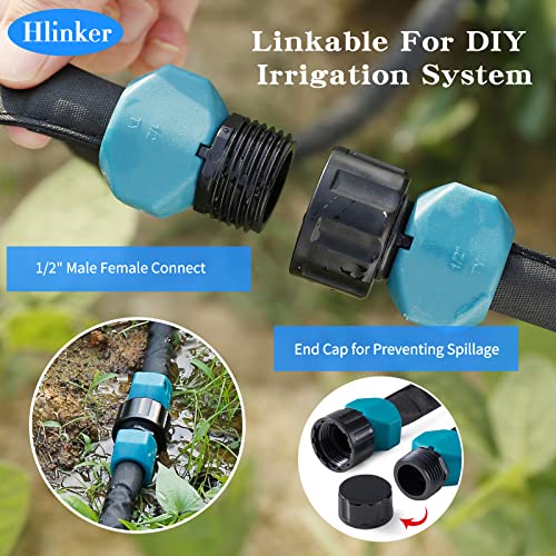 Hlinker Soaker Hose, 1/2" 50Ft Linkable Consistent Drip Irrigation Hose Save 80% Water, Leakproof Heavy Duty Double Layer Sprinkler Garden Hose For Garden Bed Vegetable Patended Product #TOP1
