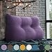 Rounuo Cuscino per Schiena a Cuneo, Grande Cuscino da Lettura in Lino, Forma di Triangolo, Rivestimento Rimovibile Lavabile, Decorazione per Camera da Letto Divano Soggiorno Lettino 80cm Viola