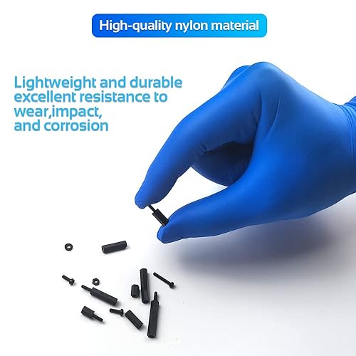 Miniatura 3 de 350PCS M3 Negro Macho Hembra Nylon Hex Spacer Standoff Tornillo Tuerca Set Surtido Kit (Negro) para placa de circuito de placa base PCB