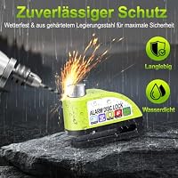 Bremsscheibenschloss Motorrad mit Alarm 110 dB, 7 mm Bolzen, 1,5 m Erinnerungskabel, Robustes Motorradschloss aus gehärtetem Stahl, Diebstahlsicherung für Motorrad Roller E-Bike & Fahrrad – Ansicht 3