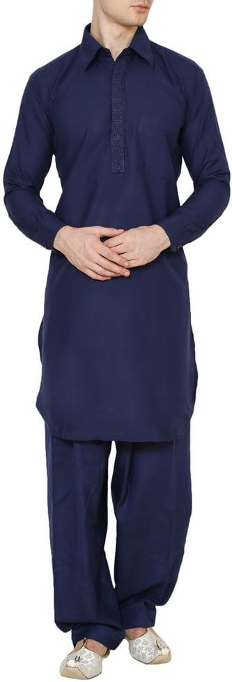 Royal Kurta Men's Tericott Standard Pathani Suit Salwar Set