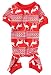 Christmas Reindeer Costume Xmas Cotton Pet Dog Pajamas Jumpshit for Medium Dogs, Back Length 20" Large Red