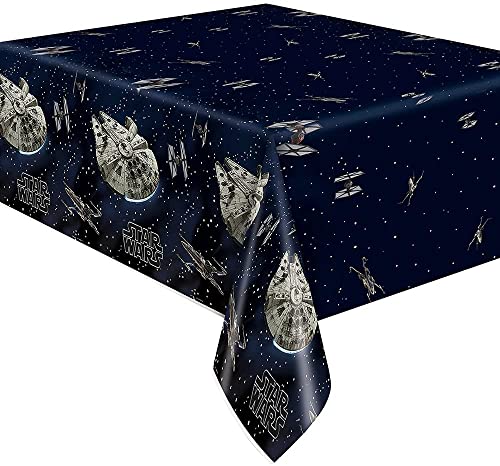 Unique Star Wars Classic Birthday Party Supplies Bundle Pack Includes Dessert Cake Paper Plates And Plastic Table Cover (Bundle For 16) #TOP2