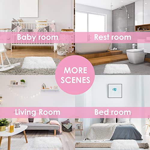 Wllhyf 20Inch Faux Sheepskin Fur Fuzzy Rug, Luxury Fuzzy Sheepskin Area Rugs Ultra Soft Rectangle White Furry Rugs For Bedroom Living Room Sofa Shaggy Silky Plush Carpet Bedside Rug Floor Mat #TOP6