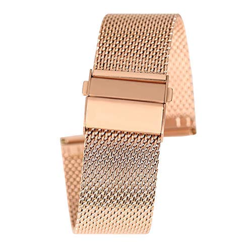 Correa de Reloj Negro/Plata/Oro Rosa 18 mm/20 mm/22 mm Correa de Reloj Malla Correa de Acero Inoxidable Cierre Plegable Relojes Pulsera de Repuesto (Plata 20 mm)