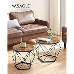 VASAGLE Couchtisch rund, 2er Set, Wohnzimmertisch, Beistelltisch, Vintage-Flair, abnehmbare Tischplatte, für Wohnzimmer, vintagebraun-tintenschwarz LET040B01 – Bild 2