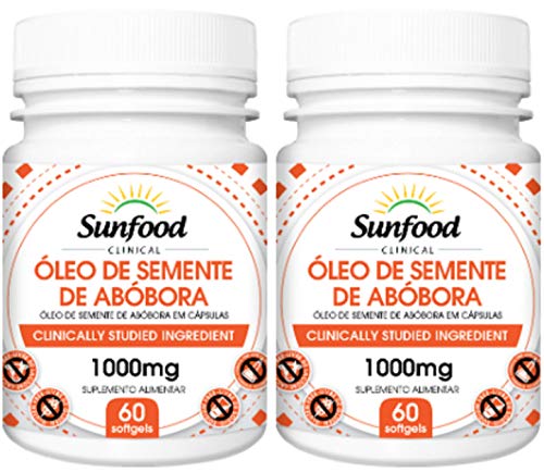 Òleo de Semente de Abóbora 1000 mg Sunfood 60 Softgels Kit 2 Unidades