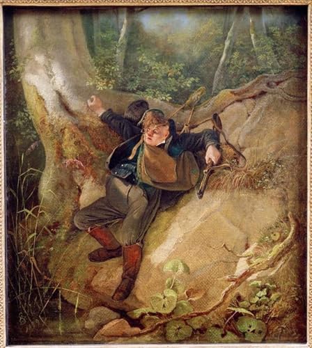 Toile Carl Spitzweg Jeune fille devant la grotte art mural