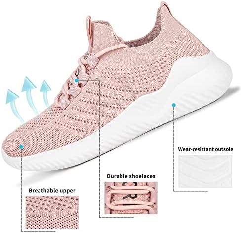 JIAFO Walking Shoes Women, Non Slip Tennis Shoes Women, Sneakers for Women, Casual Athletic Running Lightweight Breathable Mesh Knit(Pink, Size 6) | Image 1