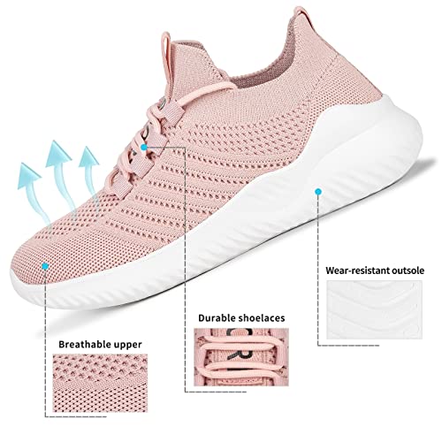 JIAFO Women's Walking Shoes, Slip on Tennis Shoes Women, Non Slip Shoes Sneakers, Casual Athletic Running Lightweight Breathable Mesh Knit2